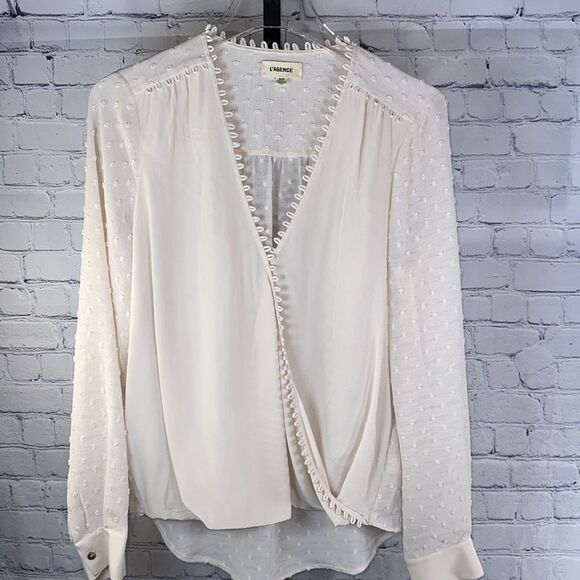 L’Agence Perry Swiss Dot Blouse Ivory Size Small - Picture 3 of 5